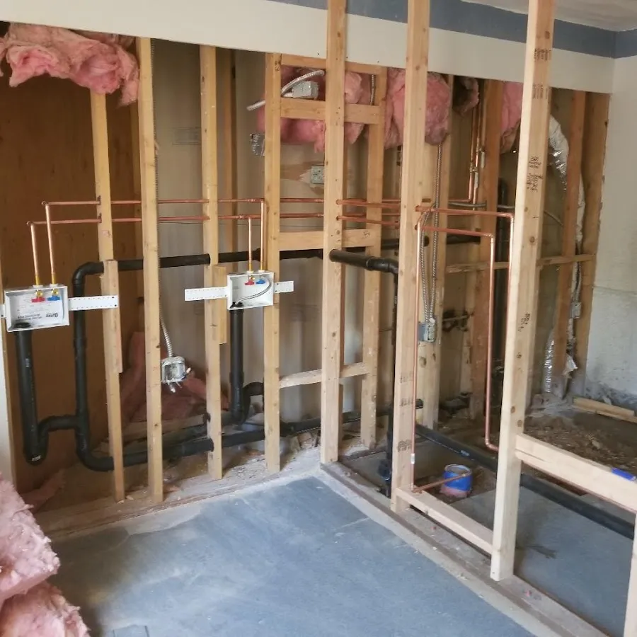 Copper pipe rough-in and plumbing installation in Saco